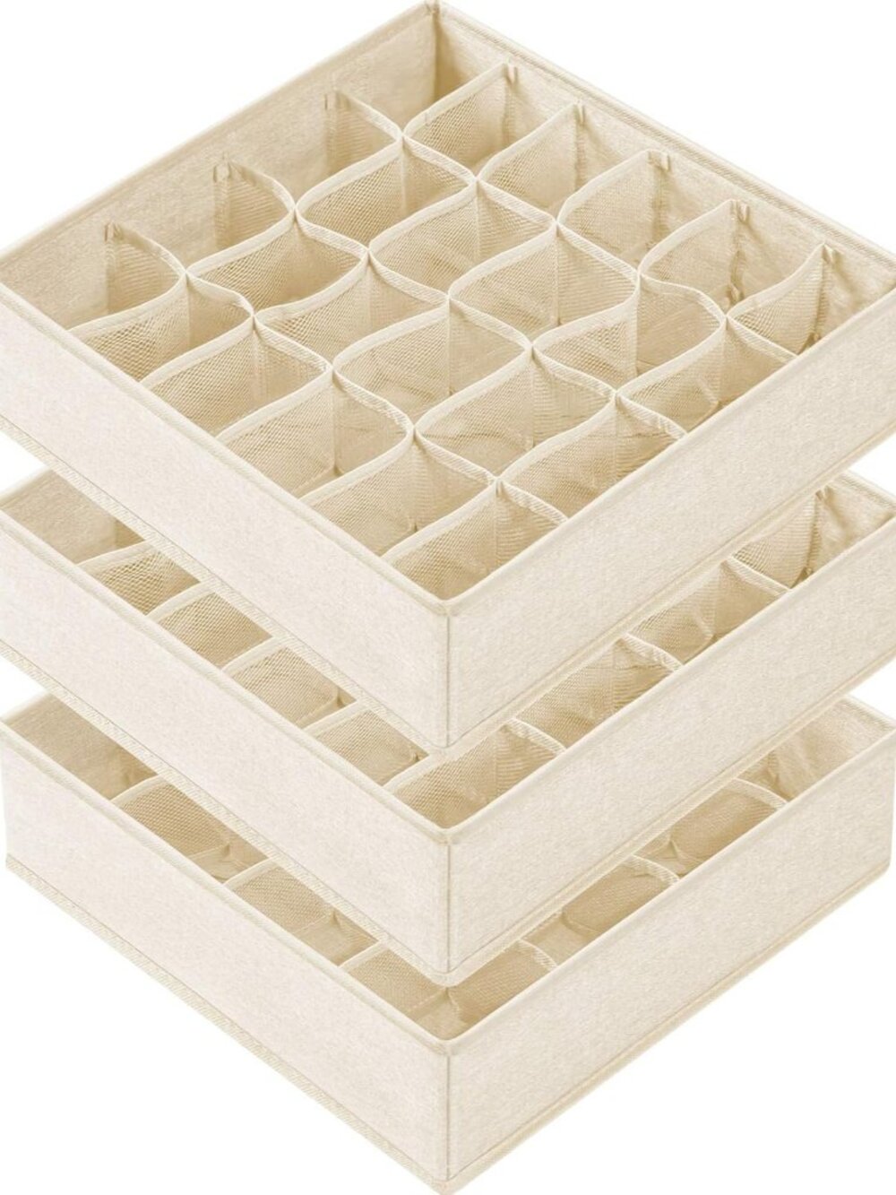 3 Pack Sock Underwear Drawer Organizer Dividers, 64 Cell Fabric Foldable Cabinet